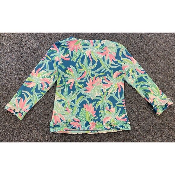 Girl's Lilly Pulitzer Long Sleeve Rash Guard Swim Pink Blue Green Size 14 - Picture 4 of 4